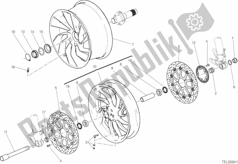 Todas as partes de Rodas do Ducati Diavel Xdiavel S 1260 2016